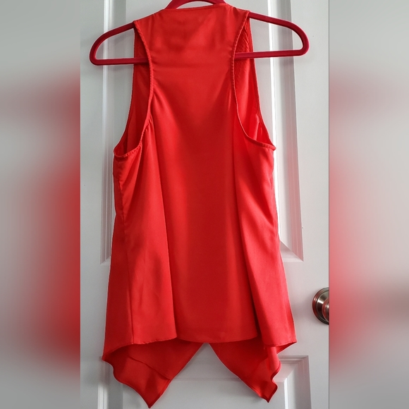 Silk V Neck Top in Red and Gold - Picture 3 of 16